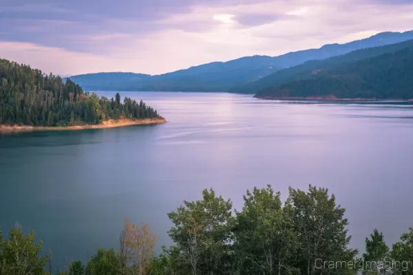Cramer Imaging's quality landscape photograph of the Palisades reservoir lake at twilight in Idaho