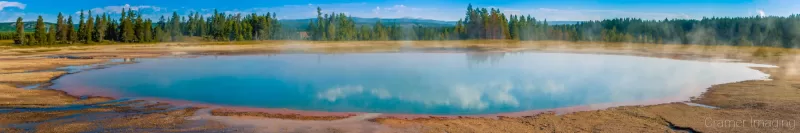 Cramer Imaging's fine art landscape panorama photograph of Turquoise Pool hot pool at Yellowstone National Park Wyoming