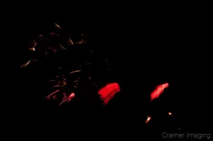 Bad photograph of fireworks used as an example of what not to do