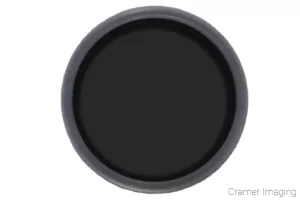 Illustration of a dark camera filter Neutral density or ND filter on white background by Cramer Imaging