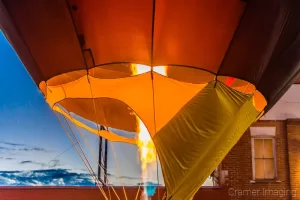 Closeup fine art photograph of a propane jet of flame blowing up a hot air balloon in Panguitch, Utah by Cramer Imaging