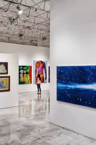 Photograph of an exhibit in a mid or high end art gallery