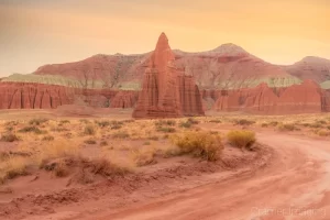 Cramer Imaging's fine art landscape photograph of the Temple of the Moon road in Cathedral Valley Capitol Reef National Park Utah at sunset