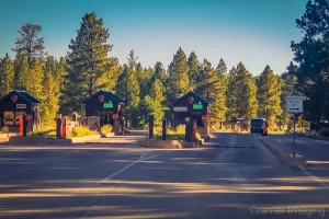 Photograph showing the one and only entrance to Bryce Canyon National Park Utah in summer