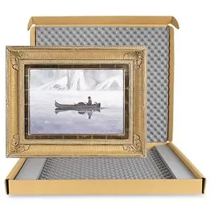 Art shipping box display by Uline