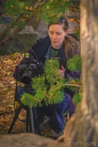 Photo of professional landscape photographer Audrey taking a wide-angle long exposure picture by Cramer Imaging