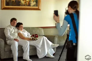 behind the scenes wedding photo