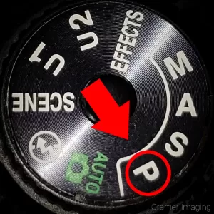 Cramer Imaging's close-up photograph of a DSLR camera settings dial showing off Program Priority mode