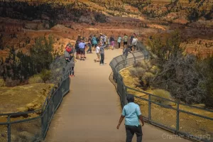 Photograph of a crowd of people gathered at Bryce Point in Bryce Canyon National Park Utah by Cramer Imaging