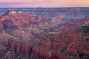 Cramer Imaging's professional quality landscape photograph of the North Rim of the Grand Canyon Arizona at sunset