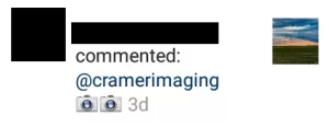 Example of Instagram account tags in the comments section