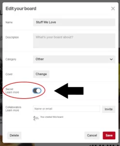 Cramer Imaging's graphic for how to make a Pinterest board a secret board