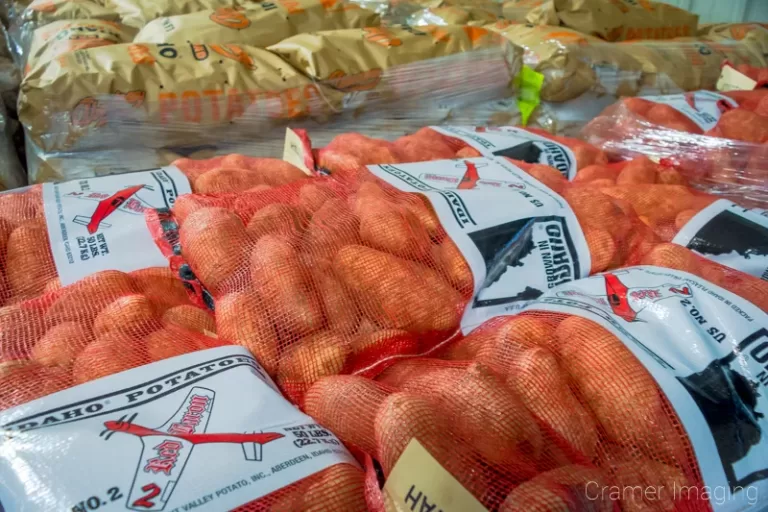 Cramer Imaging's commercial photograph of bagged potatoes ready for the grocery stores