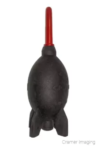 Cramer Imaging's photograph of a rocket-shaped air bulb for cleaning cameras on a white background