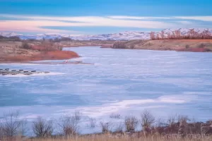 Cramer Imaging's fine art landscape photograph of iced over Seagull Bay on the American Falls Reservoir, Idaho in winter