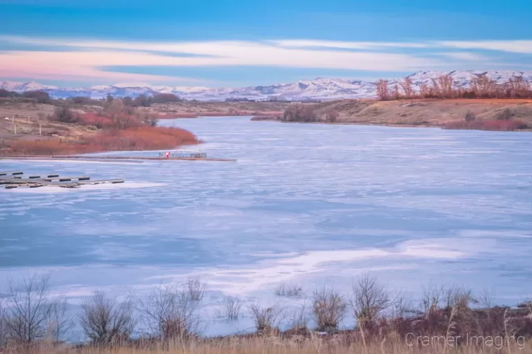 Cramer Imaging's fine art landscape photograph of iced over Seagull Bay on the American Falls Reservoir, Idaho in winter