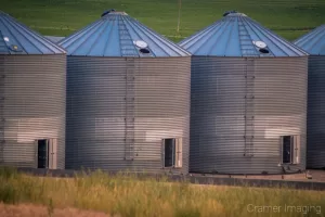 Photograph of potato silos on a farm homestead in Aberdeen Idaho taken by Cramer Imaging