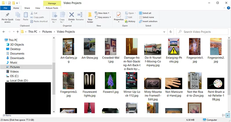 Example of a special collection of photos grouped together in a single folder for organizational purposes