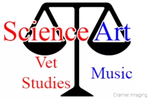 Graphic of a scale showing balance between science and art studies by Cramer Imaging