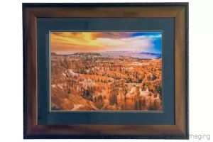 Photograph of a framed and matted version of Cramer Imaging's 'Sunset at Bryce' photo at Bryce Canyon National Park, Utah