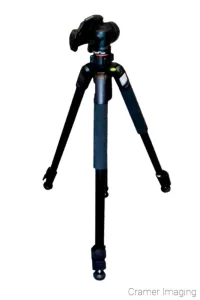 Cramer Imaging's photograph of a black tripod used in photography against a white background