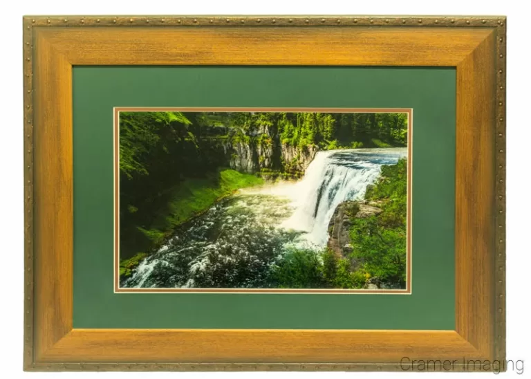 Photograph of a framed and matted version of Cramer Imaging's Upper Mesa Falls photo near Island Park, Idaho