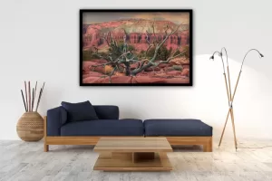 Photograph of Cramer Imaging's fine art photograph 'Solitude' on the wall of a living room or lounge setting