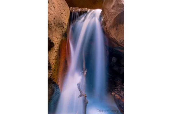Cramer Imaging's fine art landscape close-up photograph of Kanarra Falls near Kanarraville Utah with silky water
