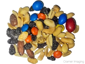 Cramer Imaging's photograph of trail mix on a white background