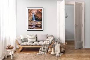 Photograph of Cramer Imaging's landscape photo "Balanced" in a cozy neutral-toned living room