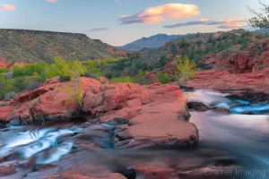 Fine art landscape photograph of springtime at Gunlock State Park, Utah and the river there at sunset by Cramer Imaging