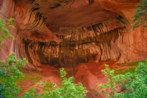 Cramer Imaging's fine art landscape photograph of the bottom alcove of Double Arch Alcove in Kolob Canyon of Zion National Park, Utah in spring