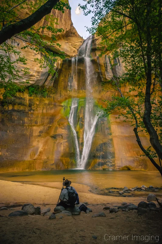 Behind-the-Scenes photo of Ken at Lower Calf Creek Falls in Escalante National Monument, Utah by Cramer Imaging