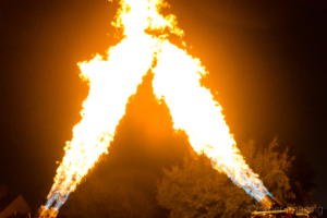 Cramer Imaging's fine art photograph of 2 hot air balloon burners crossing the fire streams in the air