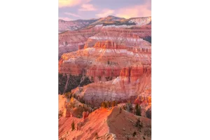 Cramer Imaging's fine art landscape photograph of autumn or fall colors atop the cliffs of Cedar Breaks National Monument, Utah at sunset