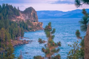 Cramer Imaging's fine art landscape photograph of the Cave Rock tunnel and pine trees at Lake Tahoe, Nevade