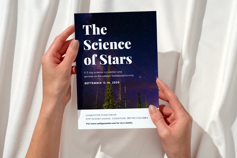 Mockup of a flyer talking about an astronomy event using an Audrey Cramer Photography image